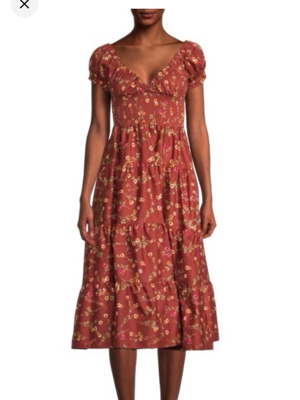 WeWoreWhat Danielle Bernstein Flower Poplin V Neck Midi Dress Size L